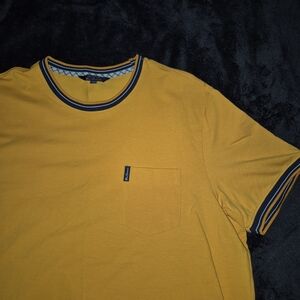 Ben Sherman Yellow T-Shirt with Pocket and Striped Trim